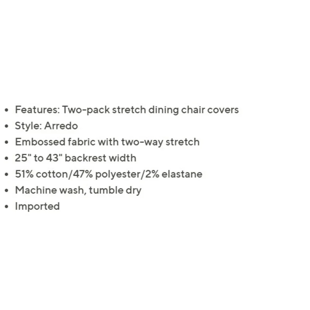 Gaico Arredo 2 Pack Gray Stretch Dining Room Chair‎ Covers Embossed Fabric Gray